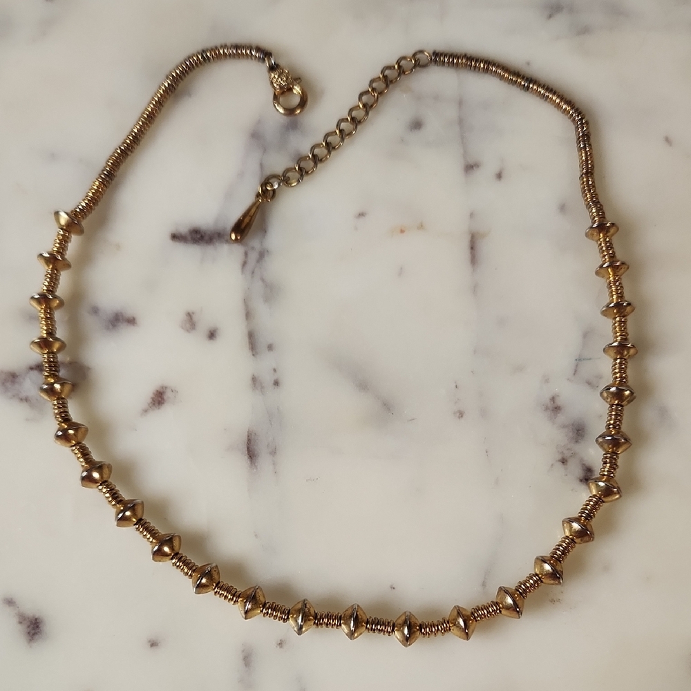 Vintage | Minimalist Chic Gold-Toned Beaded Necklace